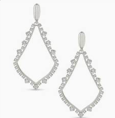 PAVE SOPHEE CLIP ON EARRINGS RHODIUM METAL WHITE CZ