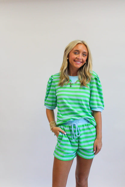Laguna Blues Stripe Shorts Set