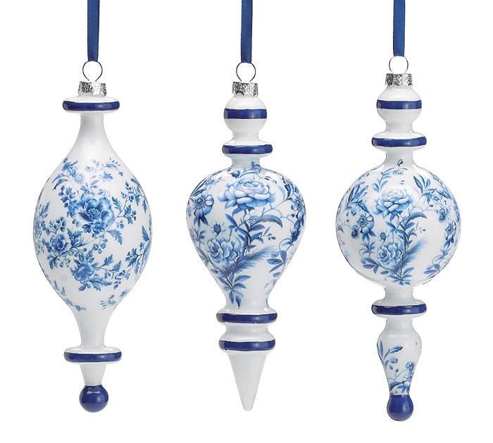 White with Blue Floral Ornament