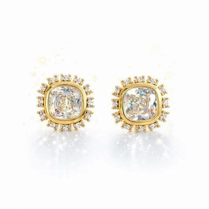 Luminous Crown Stud Earrings - Clear Stone with Sparkling Frame