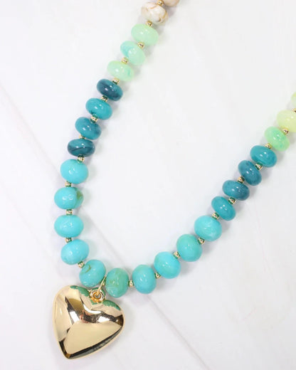 Belmont Stone Beaded Heart Necklace