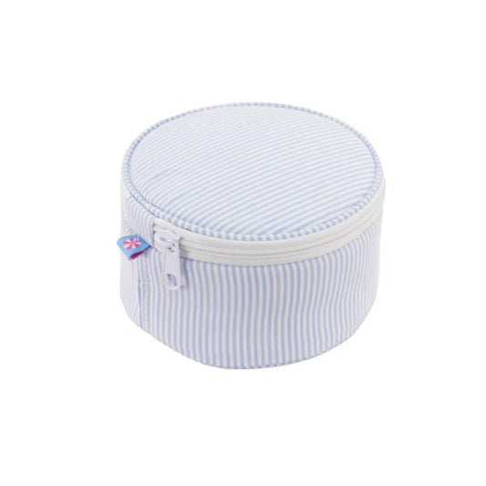 6" Baby Blue Seersucker Button Bag