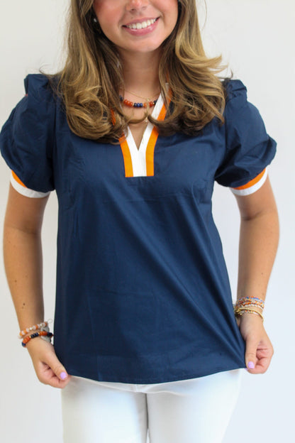 Navy/Orange Tricia Top