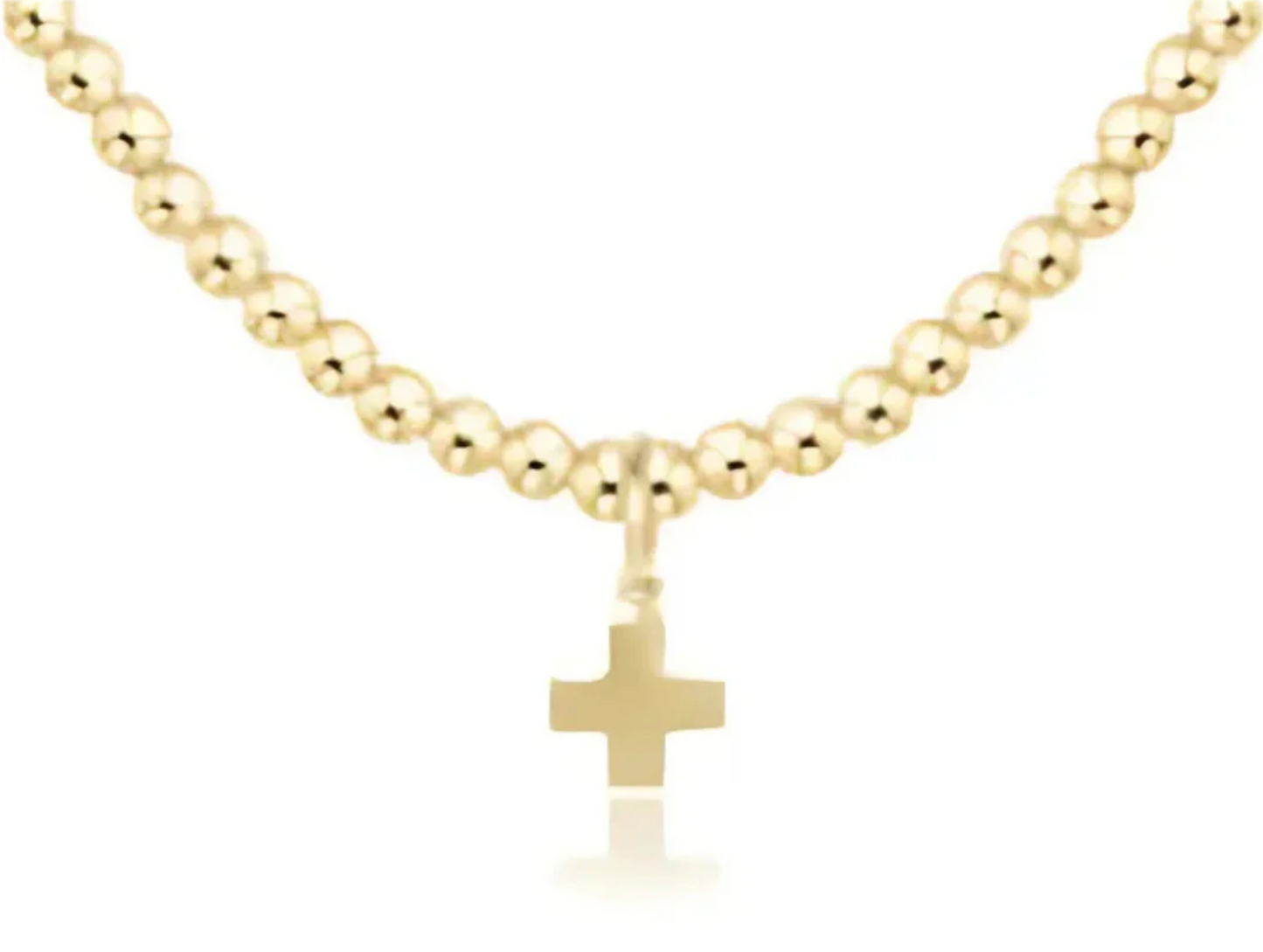 15" Choker Classic Gold 3mm Bead - Signature Cross Gold Charm