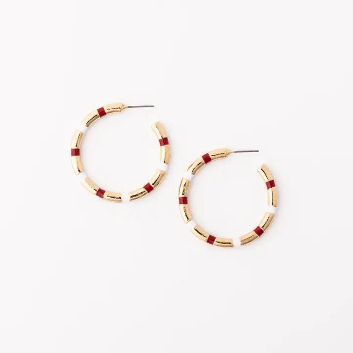 Earrings Nellie Crimson & White M