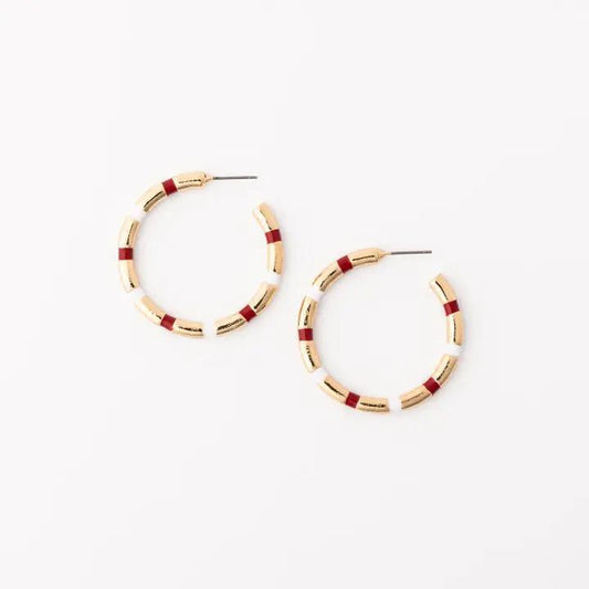 Earrings Nellie Crimson & White M