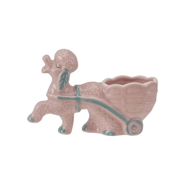 Stoneware Vintage Poodle Pulling Cart Dish