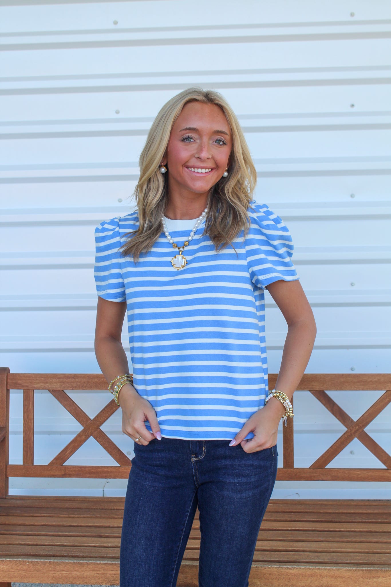 Blue/White Stripe Larissa Top