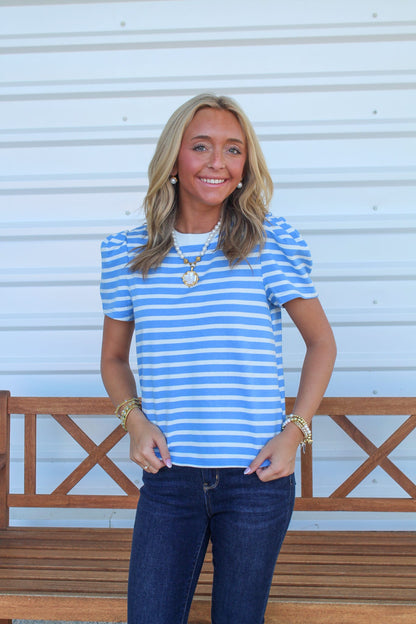 Blue/White Stripe Larissa Top