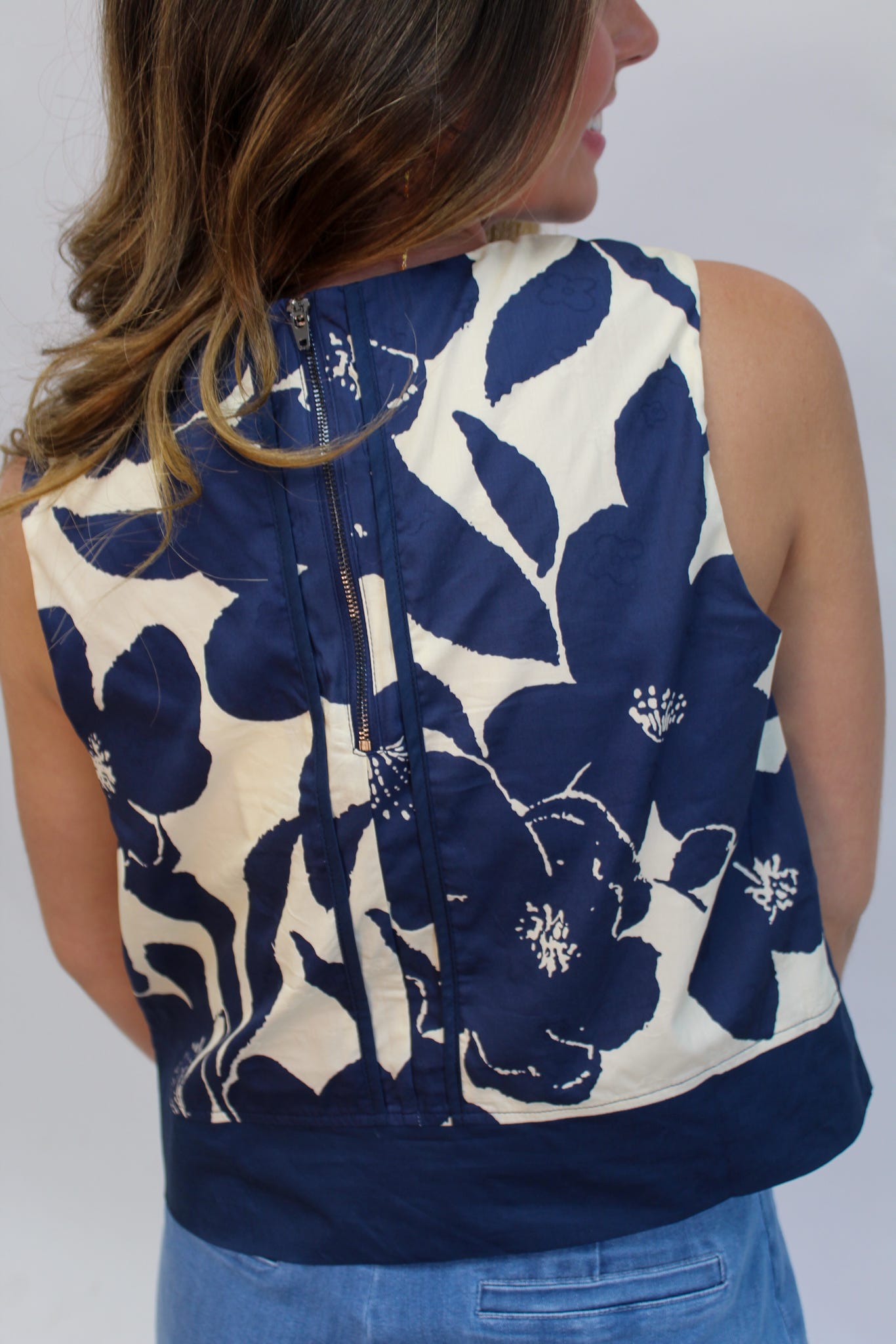 Navy Oasis Crop Top