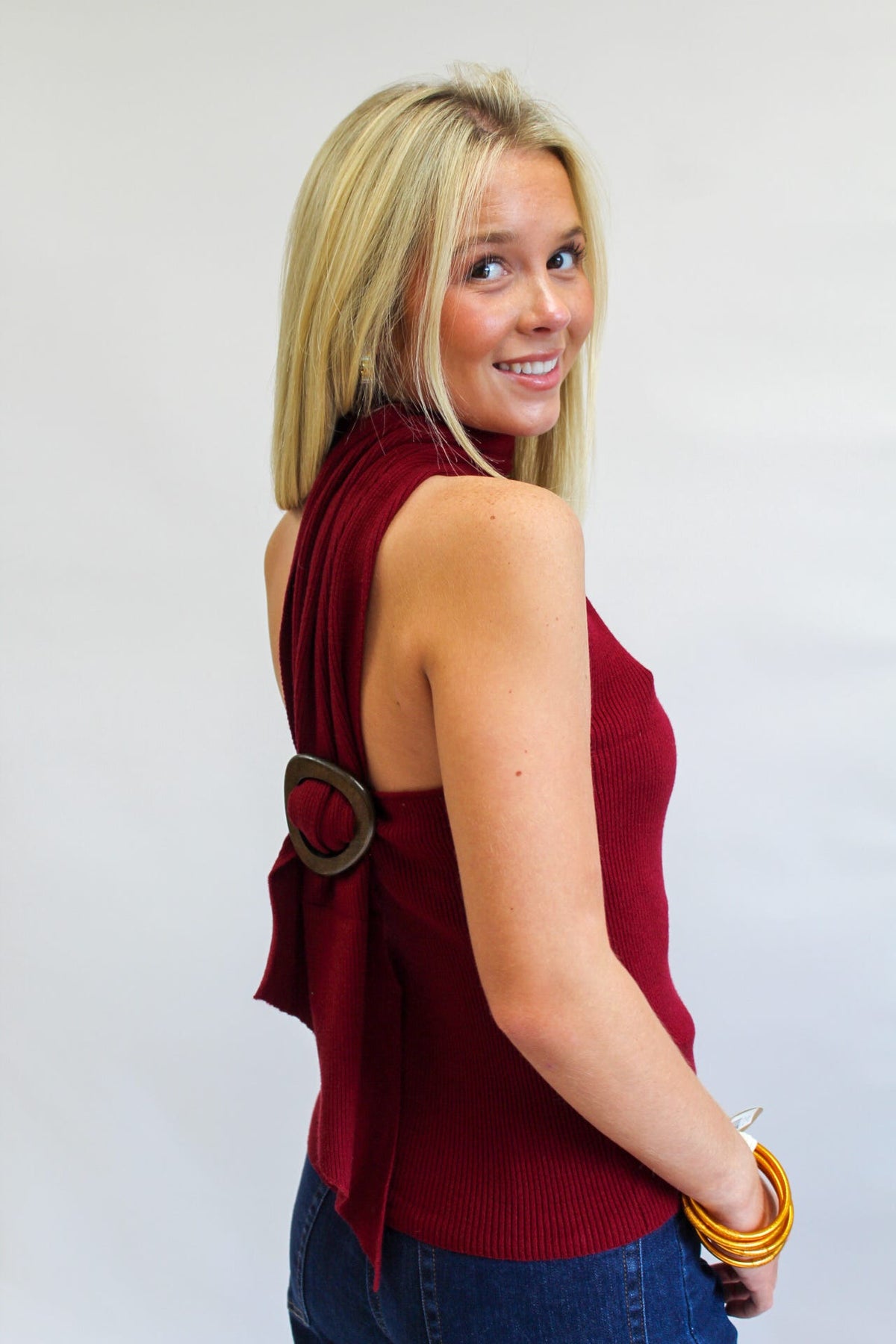 Bordeaux Beauty One Shoulder Top