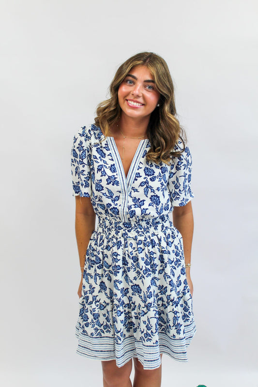 Tracey Mini Dress - Ivy Script Navy