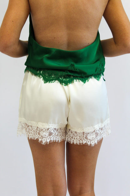 Cream Satin Kiss Shorts