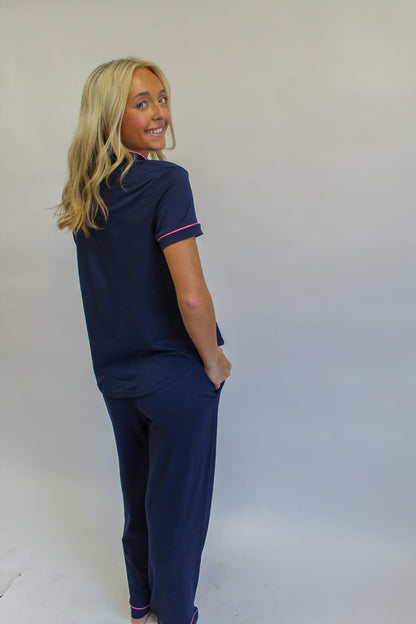 Elizabeth Sleep Pants Navy/Pink