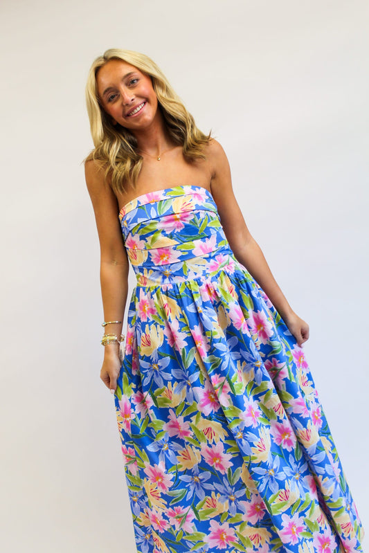 Sunset Petal Sky Maxi Dress
