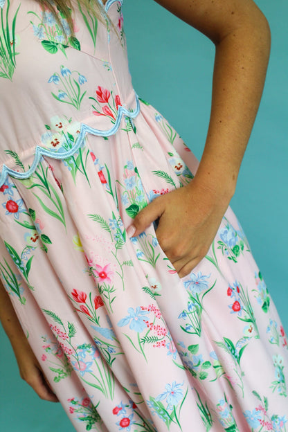 Pink Wildflower Midi Dress