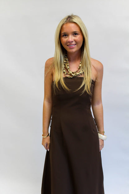 Afterglow Strapless Midi Dress