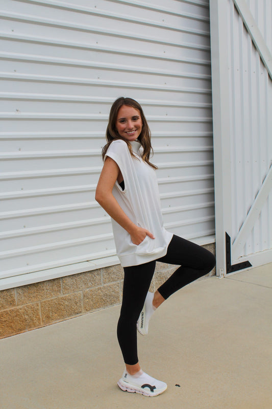 Cloud Nine Mock Neck Top - White