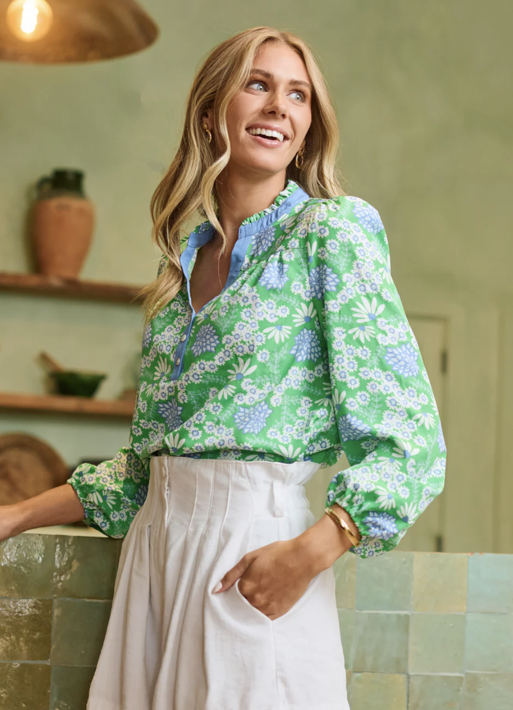 Top Gianna Daisy Chain Green