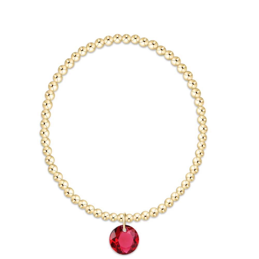 Extends Classic Gold 3mm Bracelet - Reflection Charm ( Birthstone )