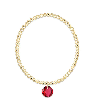 Extends Classic Gold 3mm Bracelet - Reflection Charm ( Birthstone )
