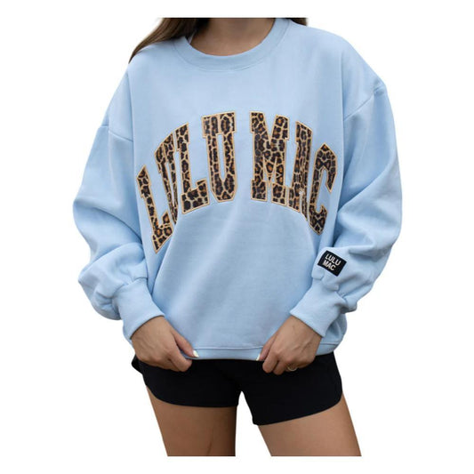 Lulu Mac Light Blue Cheetah Sweatshirt Top