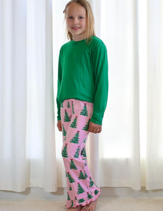 Girls Noelle Tree Ruffle Sleep Pants