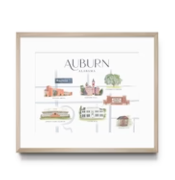 Auburn University Map Print, Collegiate, Game day: 5x7