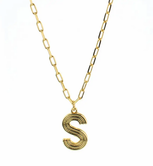 Gold Deco Plated Letter Necklace