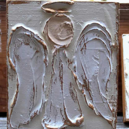 4X5 Angel Hand Painted Textured Wood Block