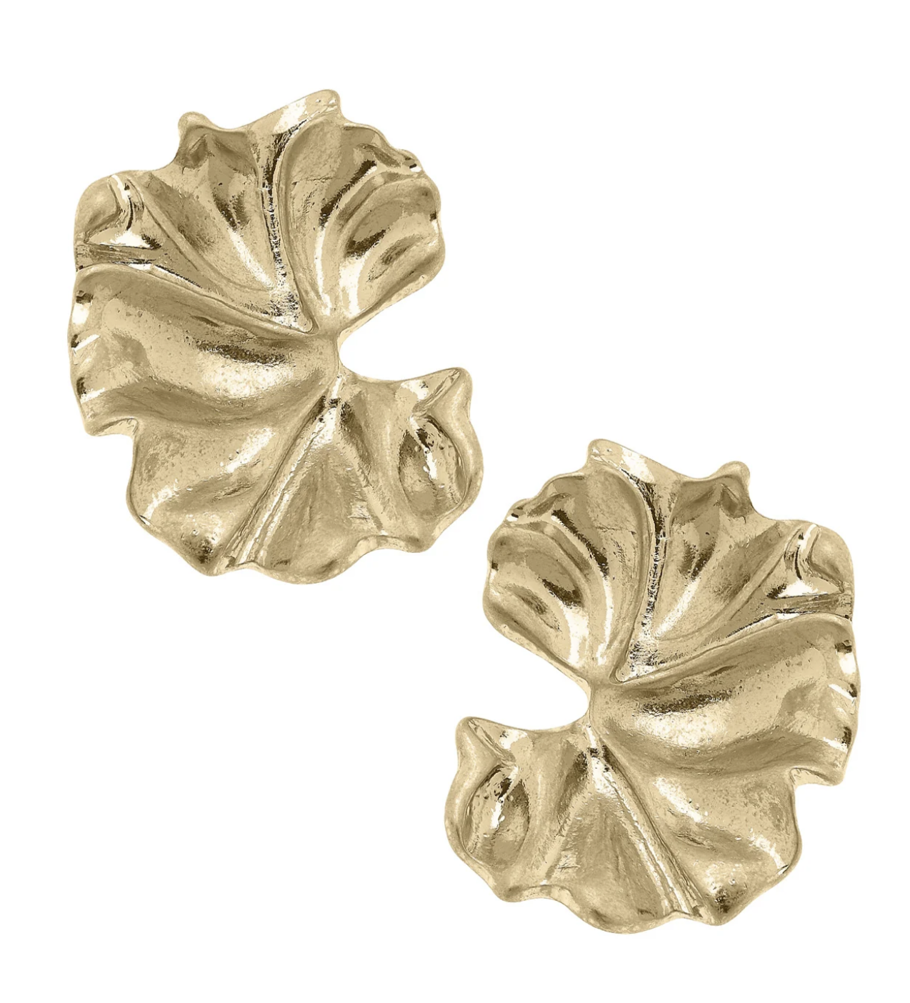 Athens Molten Metal Statement Earrings in Worn Gold