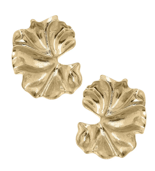 Athens Molten Metal Statement Earrings in Worn Gold