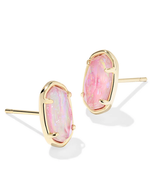 Grayson Stone Stud Ear Gold Pink Irdscnt Mop