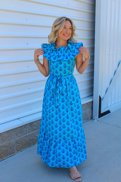 Seabreeze Amalfi Blue Tiered Maxi Dress