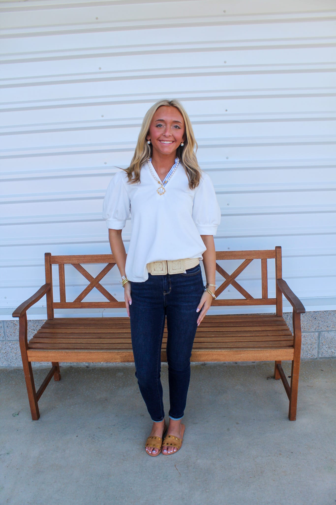 Coastal Prep Puff Sleeve Top
