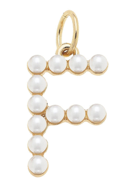 Pearl - Studded Letter Charm in Ivory
