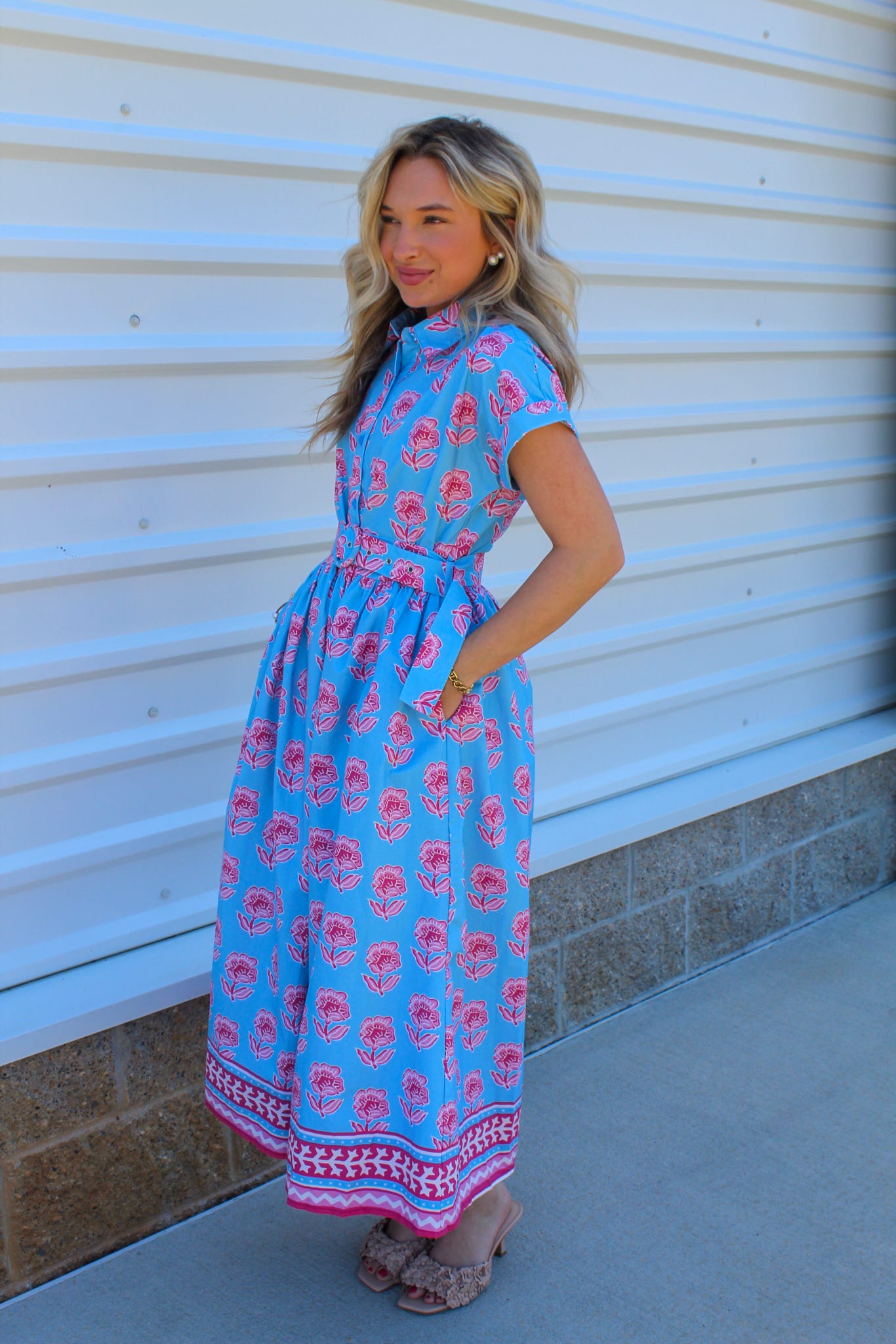 Charleston Blooms Belted Maxi Dress