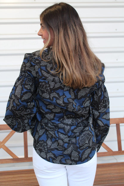 Midnight Garden Navy and Black Blouse