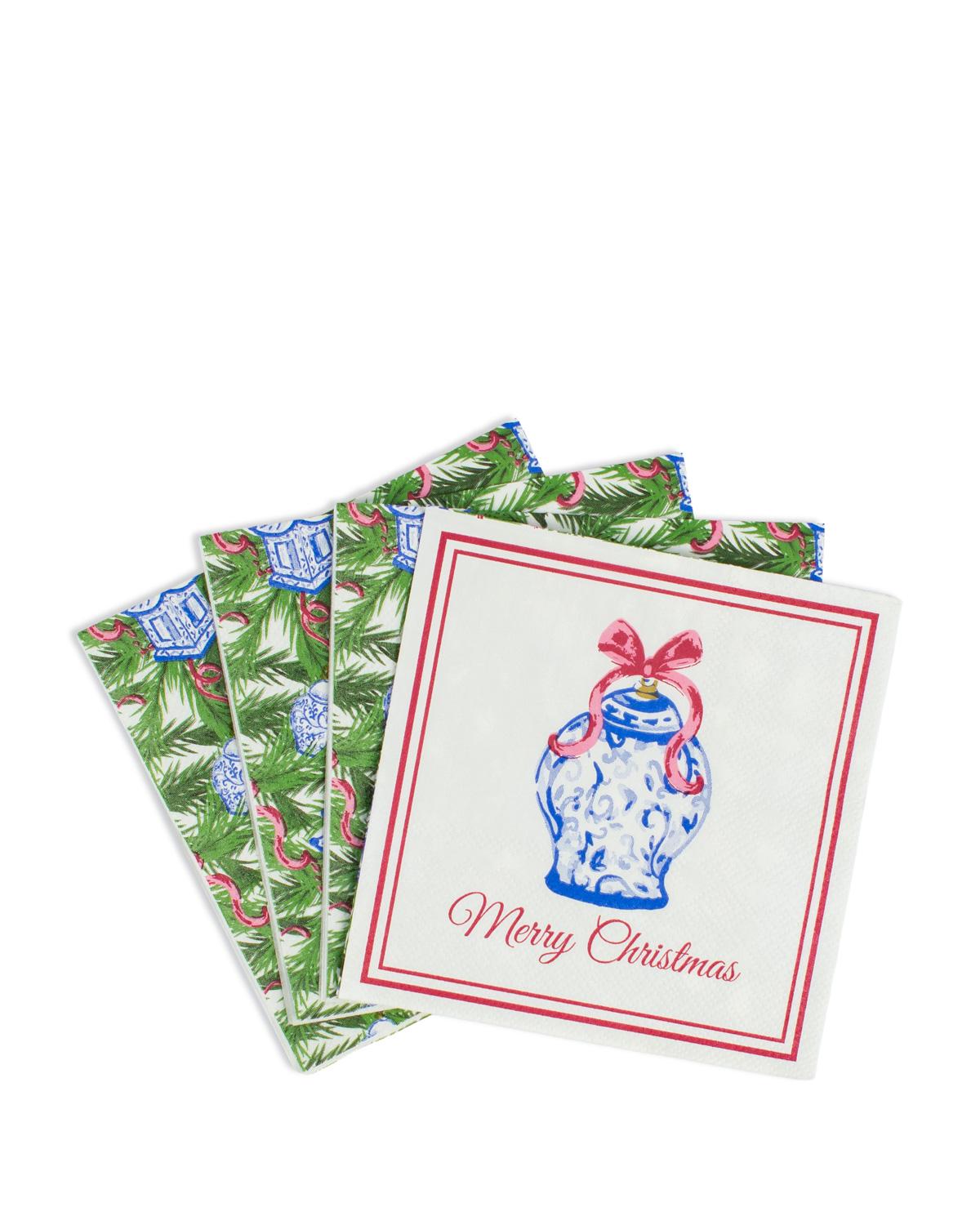 Chinoiserie Merry Christmas Cocktail Napkins