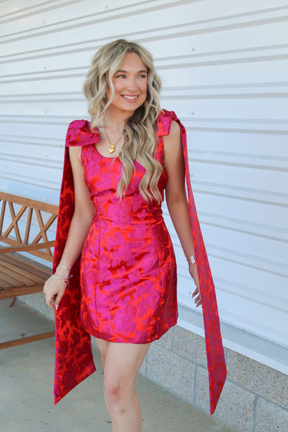 Majestic Roses A Line Mini Dress