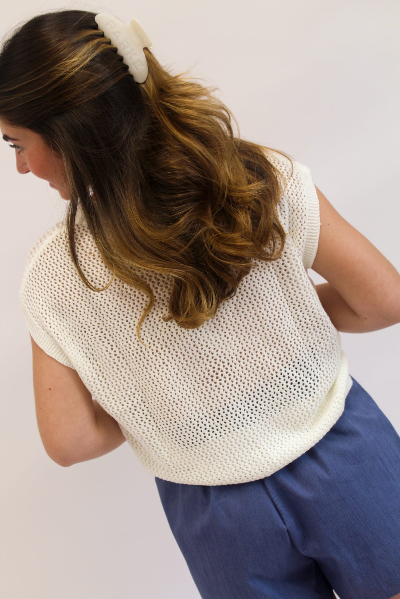 Stars Align Short Sleeve Sweater Top - White
