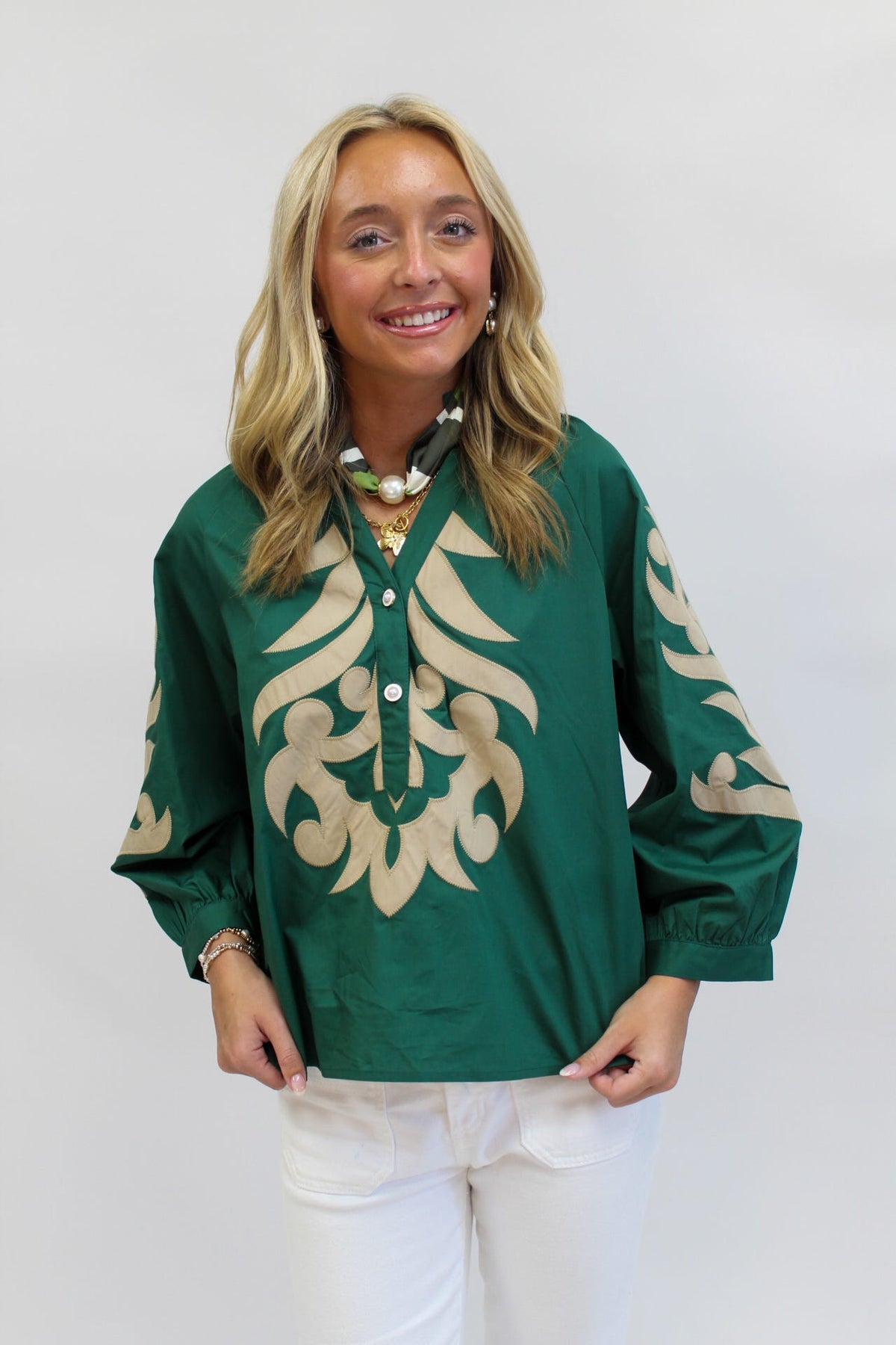 Royal Scroll Long Sleeve Top