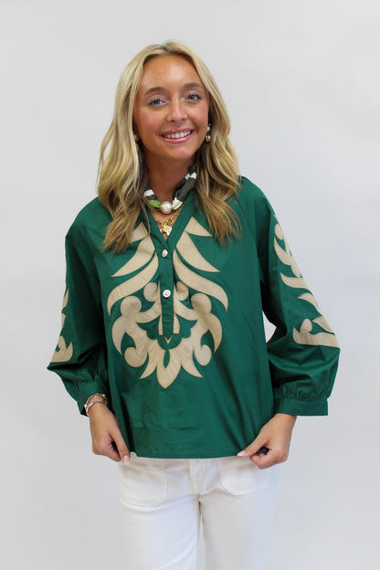 Royal Scroll Long Sleeve Top