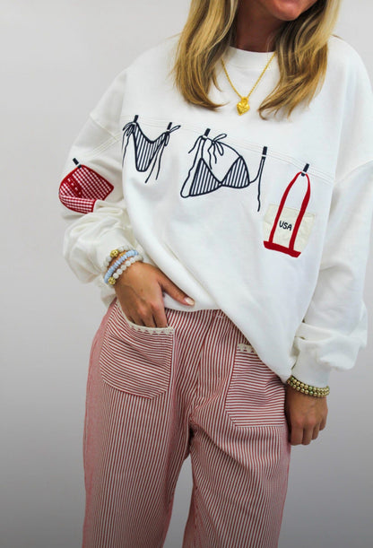 Striped Cotton Twill Pants