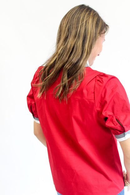Crimson/White Tricia Top