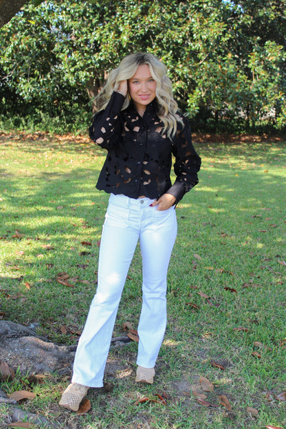 Bespoke Eyelet Black Blouse