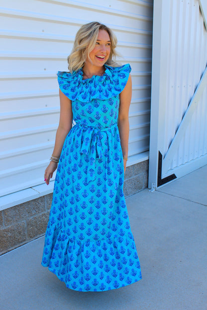 Seabreeze Amalfi Blue Tiered Maxi Dress