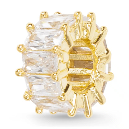 Gold CZ Baguette Round Charm