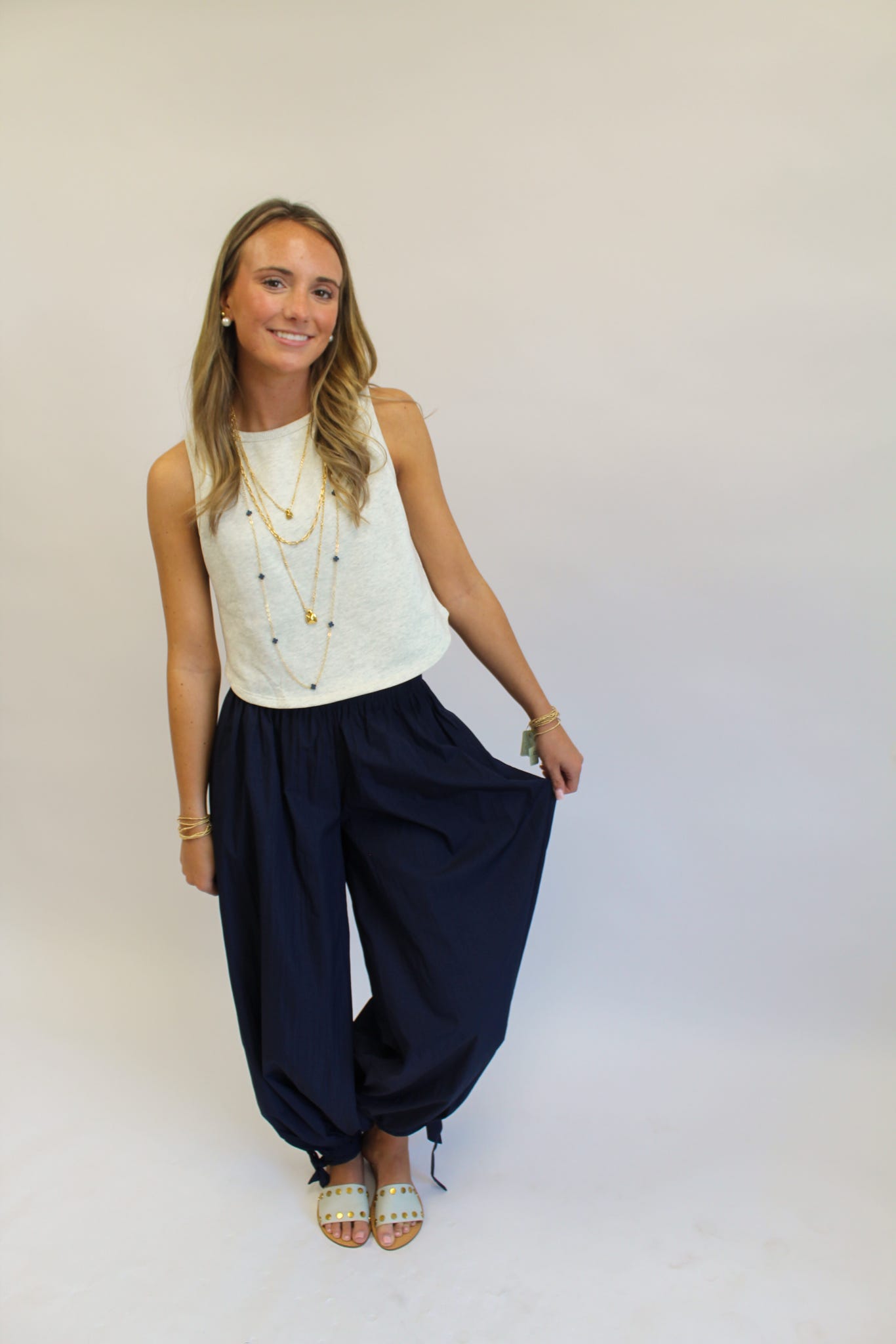 Bows and Blues Ankle Tie Pants