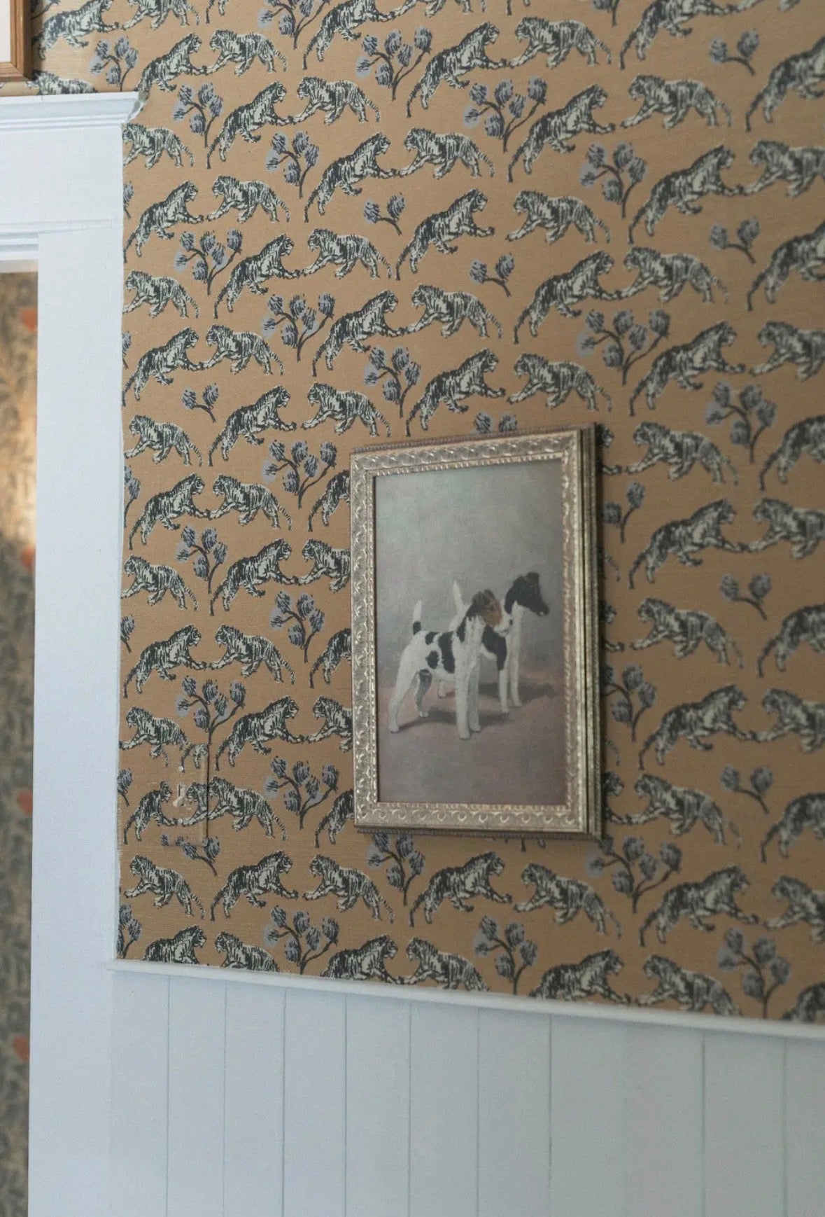 Two Fox Terriers Framed Antique Art 8x10